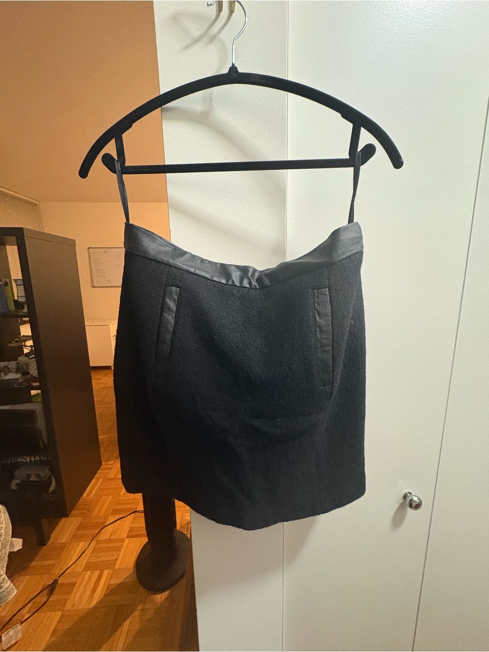 French Connection Black Mini Skirt with Faux Leather Trim